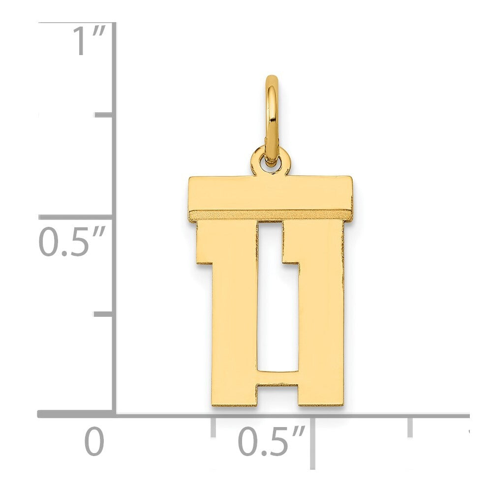14k Yellow Gold Small Polished Number 11 Charm Pendant for Women