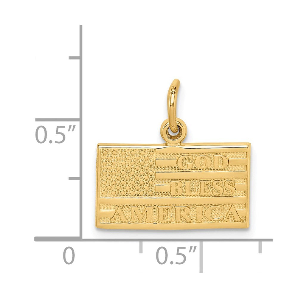 14k Yellow Gold God Bless America Flag Charm Pendant