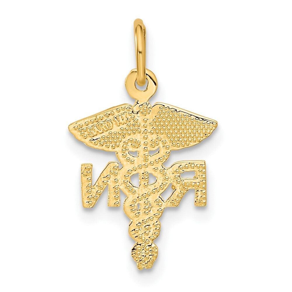 14k Yellow Gold RN Nurse Charm Pendant for Women