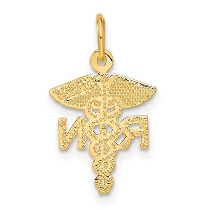 14k Yellow Gold RN Nurse Charm Pendant for Women