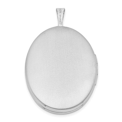 Sterling Silver Rhodium-plated 26mm Mother and Baby Oval Locket