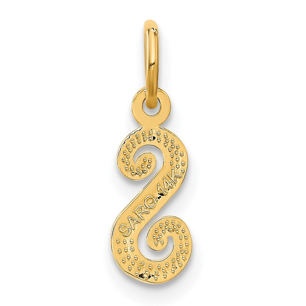 14k Yellow Gold Script Letter S Initial Charm Pendant