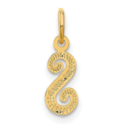 14k Yellow Gold Script Letter S Initial Charm Pendant