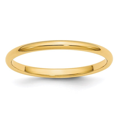 14K Yellow Gold Yellow Gold 2mm Half-Round Wedding Band Size 8