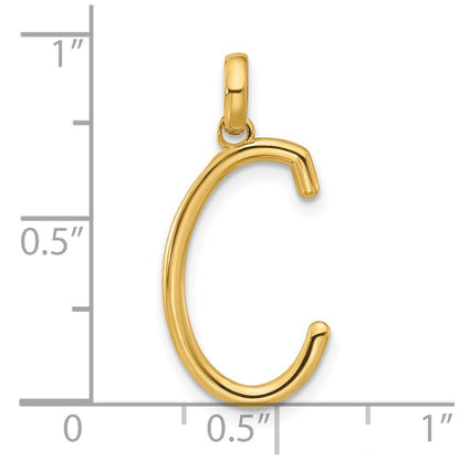 14k Yellow Gold Fancy Letter C Pendant for Women
