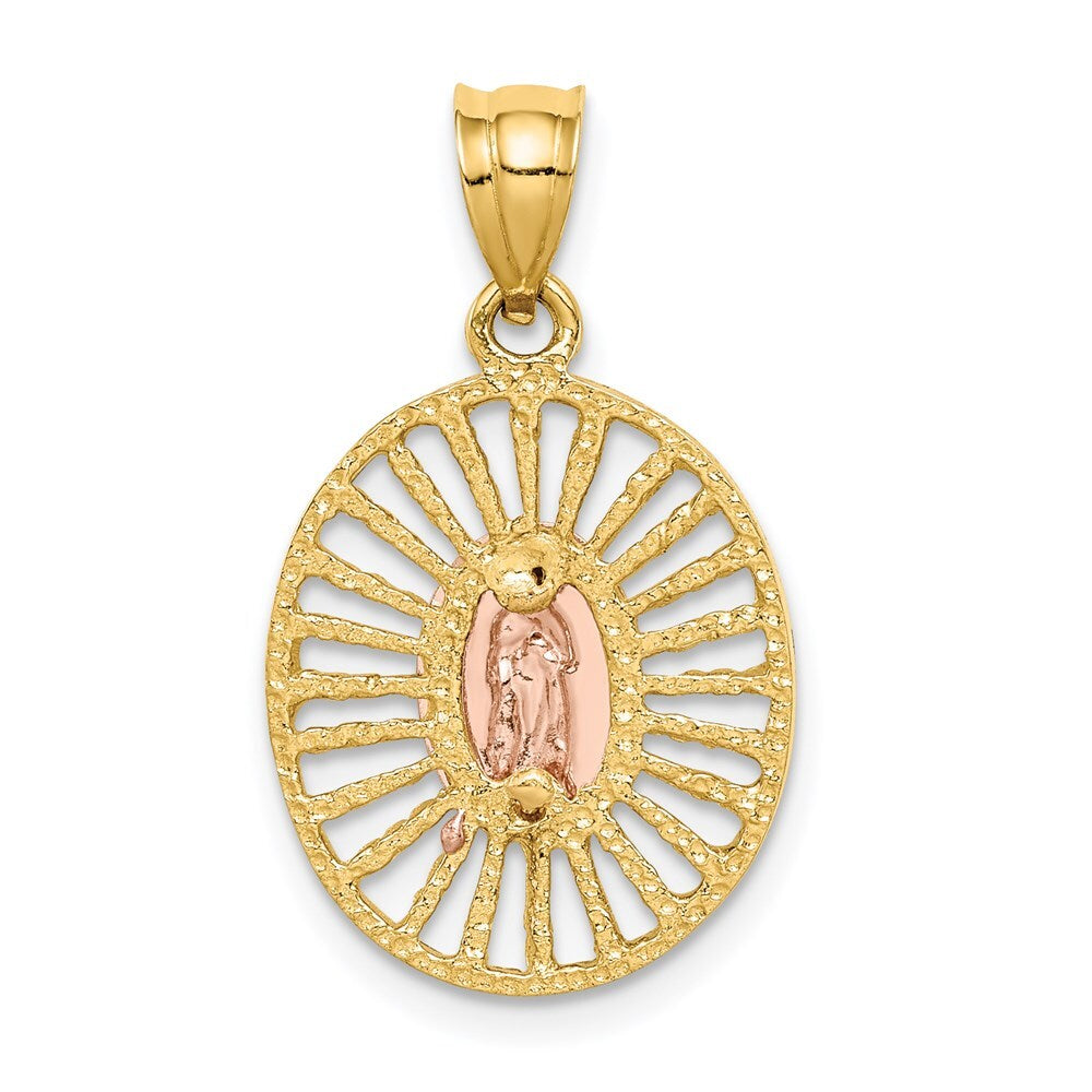 14k Two-tone Gold & White Rhodium Polished Guadalupe Pendant for Women