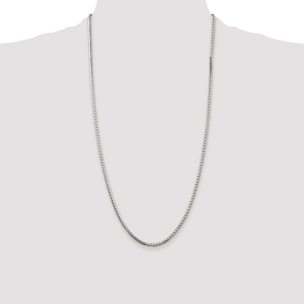 Sterling Silver Rhodium-plated 2.5mm 8 Sided Diamond-cut Box Chain