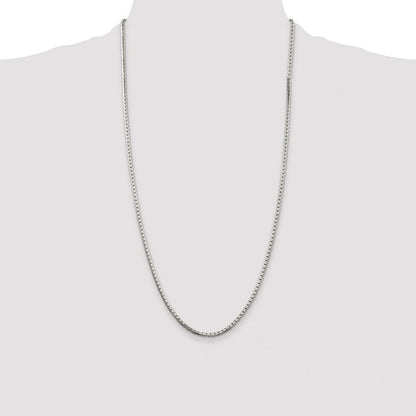 Sterling Silver Rhodium-plated 2.5mm 8 Sided Diamond-cut Box Chain