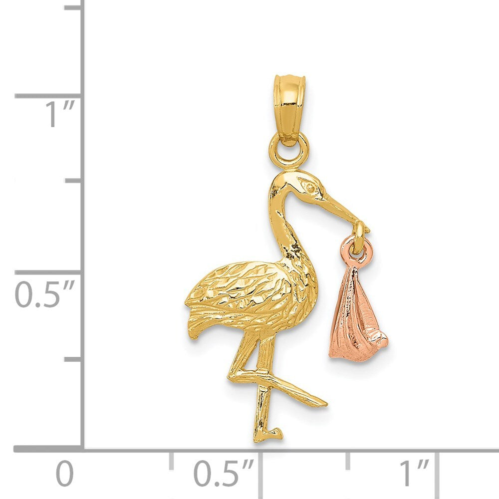 14k Two-tone Gold Stork Pendant for Women