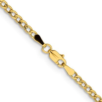 14k Yellow Gold 20 inch 2.85mm Semi-Solid Curb with Lobster Clasp Chain Necklace