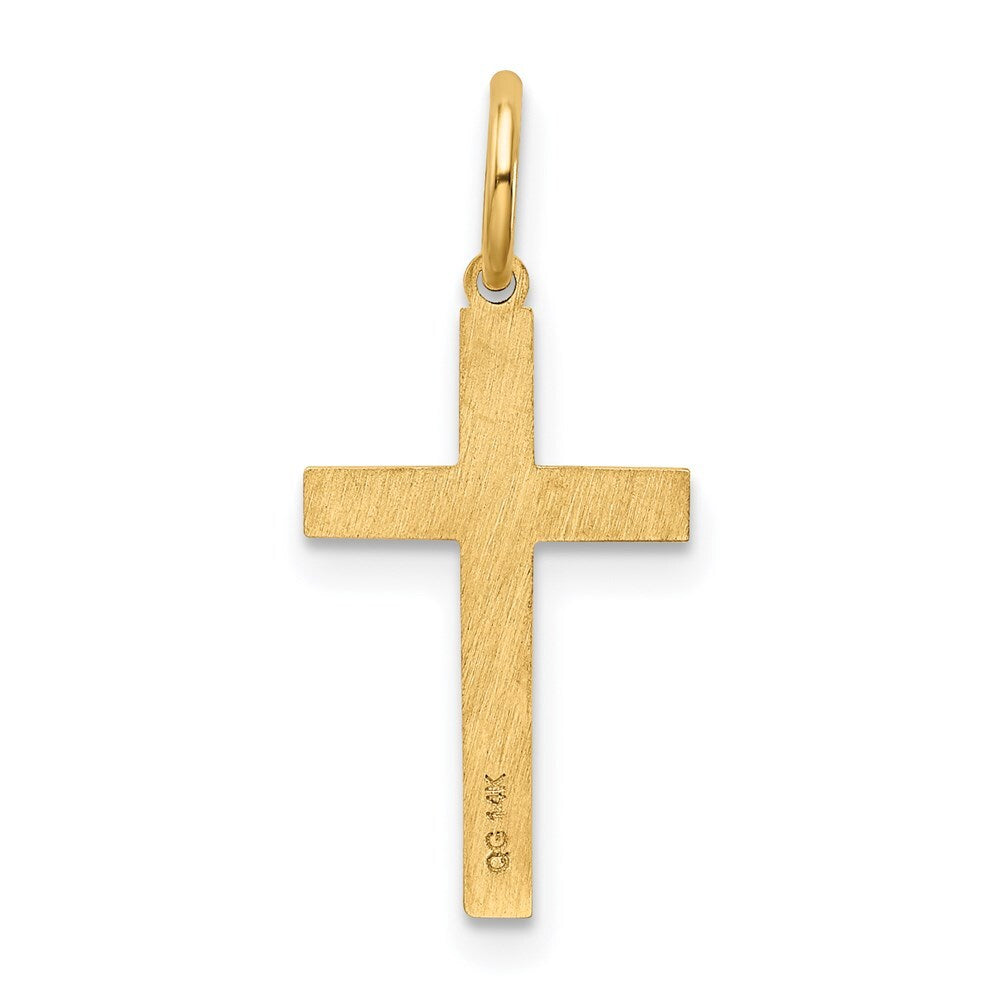 14k Yellow Gold Laser Designed Cross Charm Pendant for Women