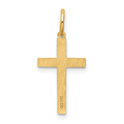 14k Yellow Gold Laser Designed Cross Charm Pendant for Women