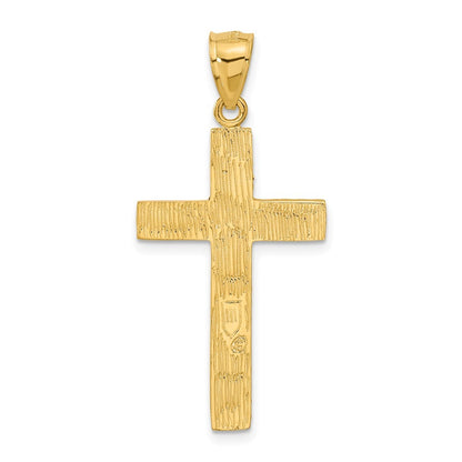 14k Yellow Gold Diamond-cut Cross Pendant