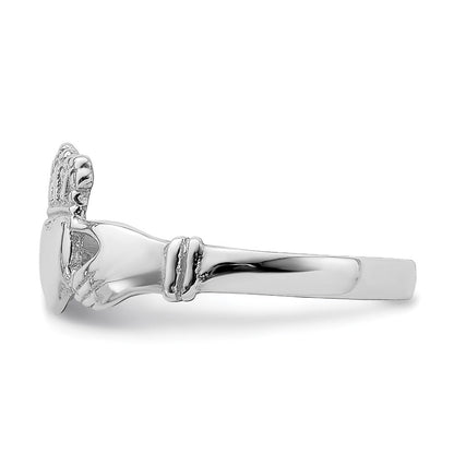 14k White Gold Polished Claddagh Ring Size 7