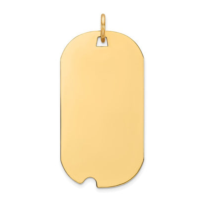 14k Yellow Gold Plain .035 Gauge Engravable Dog Tag w Notch Disc Charm