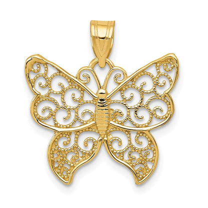 14k Yellow Gold Filigree Butterfly Pendant