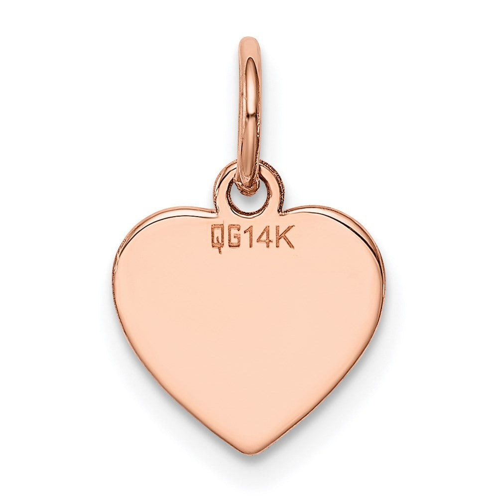 14k Rose Gold Plain .013 Gauge Engraveable Heart Disc Charm Pendant