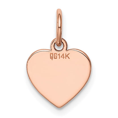 14k Rose Gold Plain .013 Gauge Engraveable Heart Disc Charm Pendant