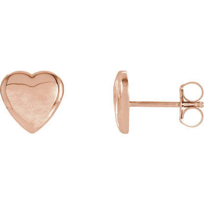 14k Rose Gold Heart Stud Earrings Fine Jewelry Gift for Women