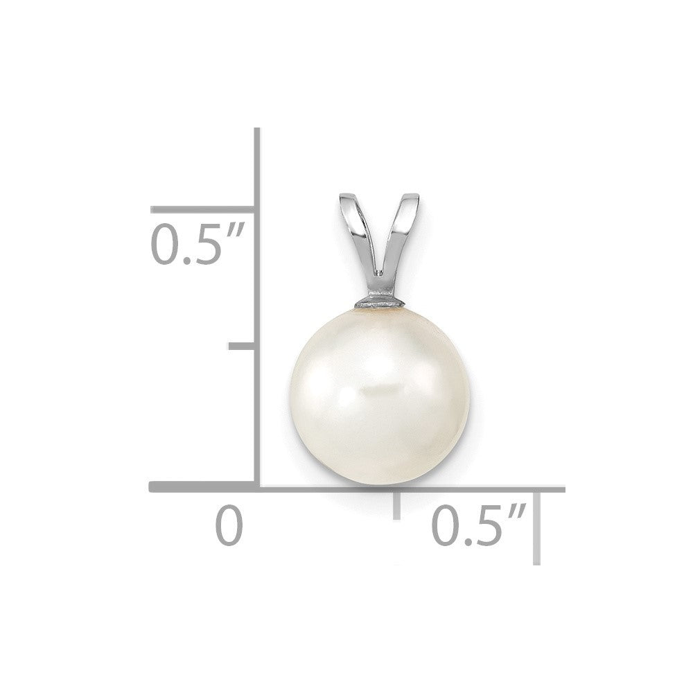 14k White Gold 8-9mm White Round Akoya Saltwater Cultured Pendant