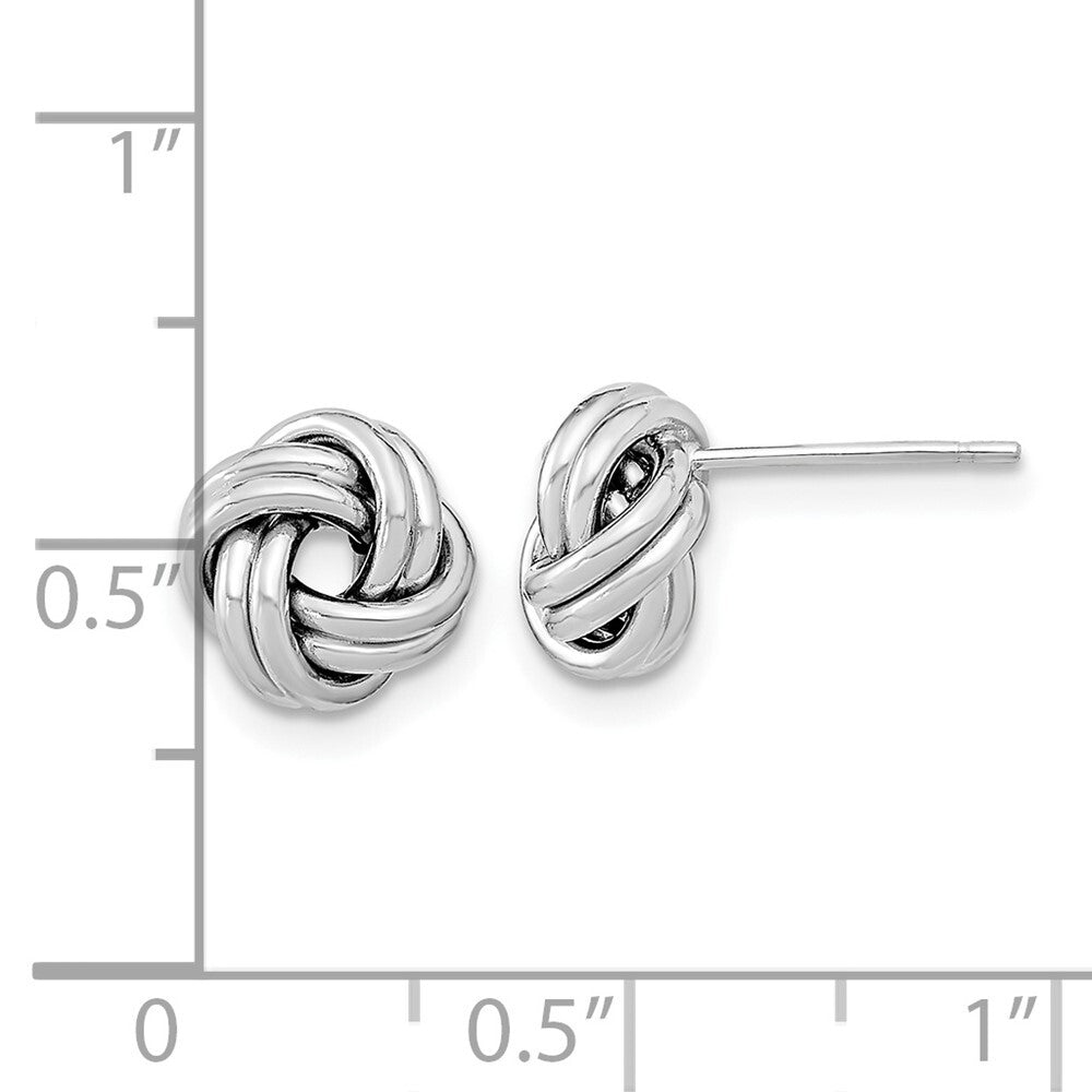 14k White Gold Polished Double Love Knot Stud Earrings Gift for Women