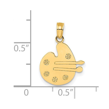 14k Yellow Gold Paint Pallet and Brushes Charm