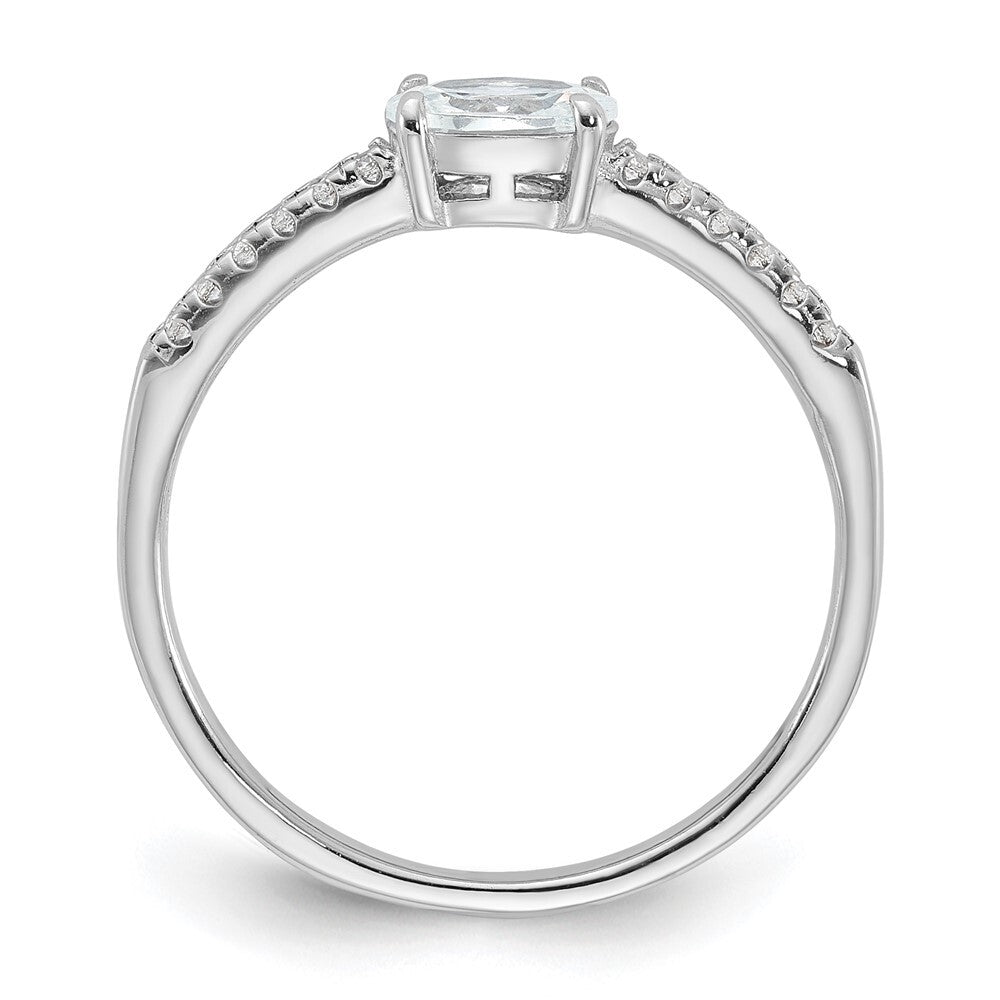 Sterling Silver Rhodium-plated Oval Cubic Zirconia Ring Size 8