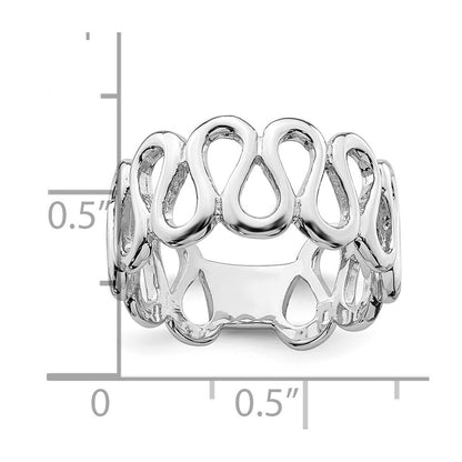 Sterling Silver Rhodium-plated Fancy Swirls Band Size 7