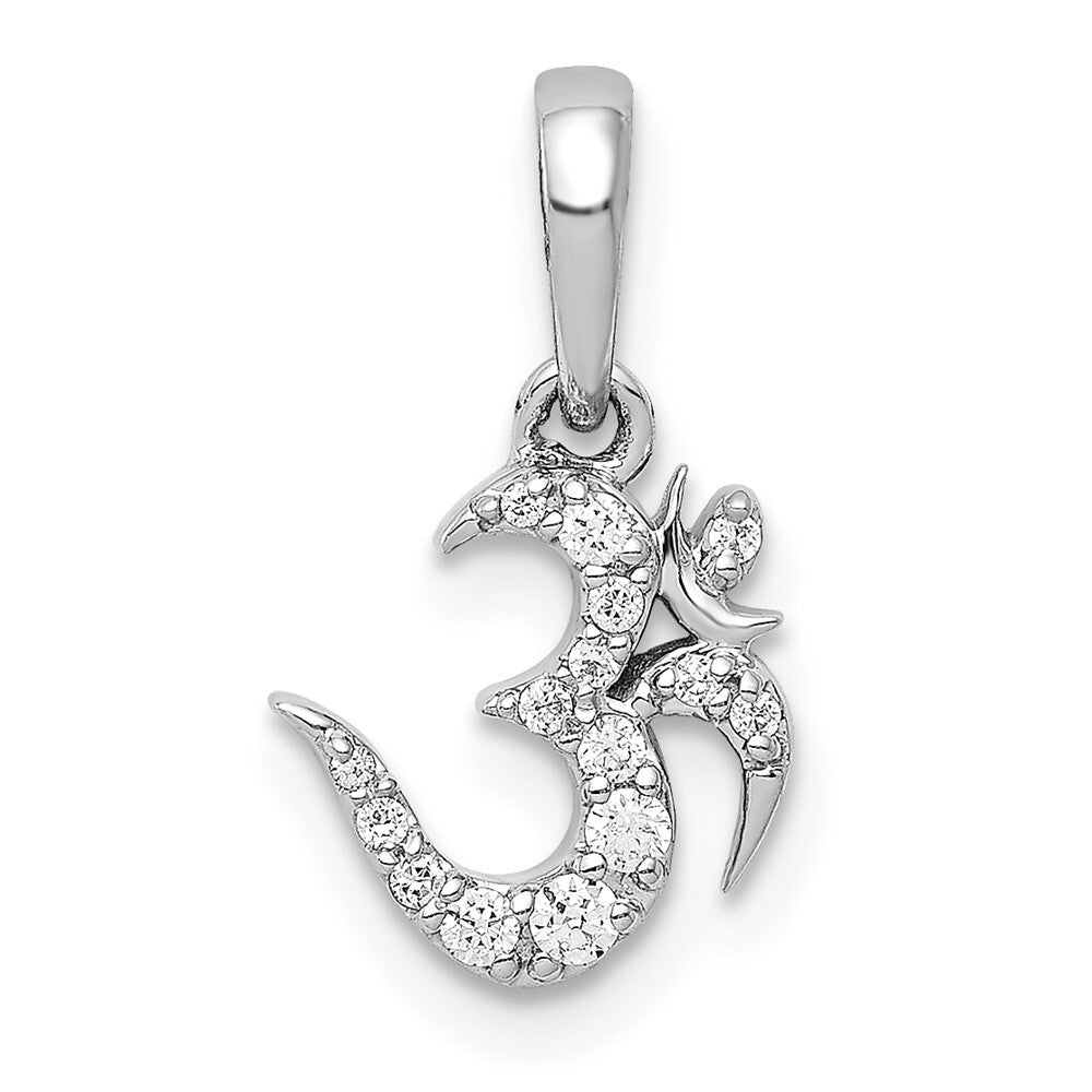 14k White Gold 1/10ct. Diamond Om Symbol Pendant for Women