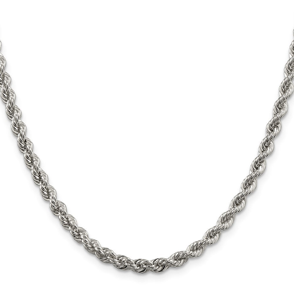 Sterling Silver 4.3mm Solid Rope Chain Necklace