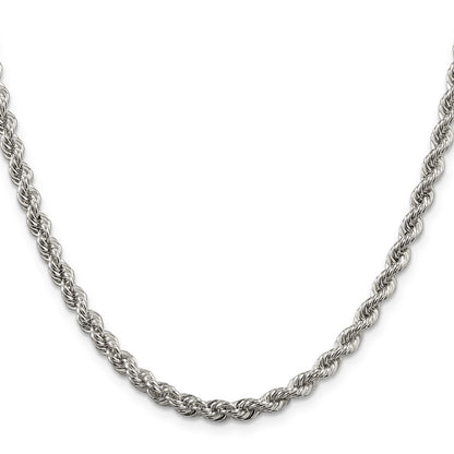 Sterling Silver 4.3mm Solid Rope Chain Necklace