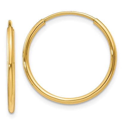14k Yellow Gold 1.25mm Endless Hoop Earring Gift for Women