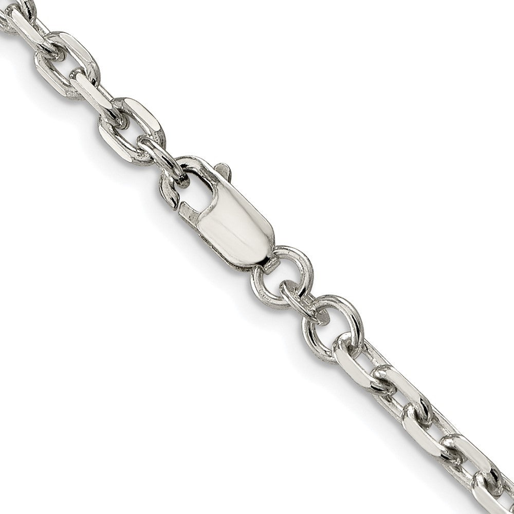 Sterling Silver Rhodium-plated 3.95mm Beveled Oval Cable Chain Necklace
