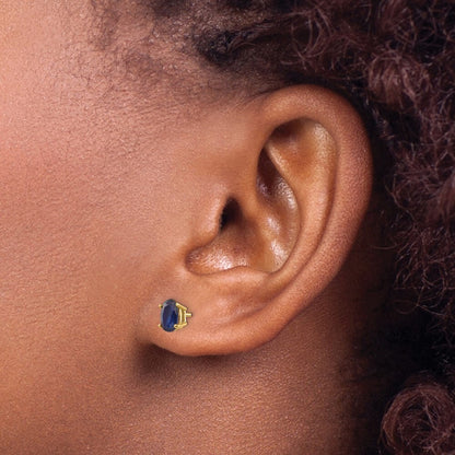 14k Yellow Gold Sapphire Stud Earrings - September Gift for Women