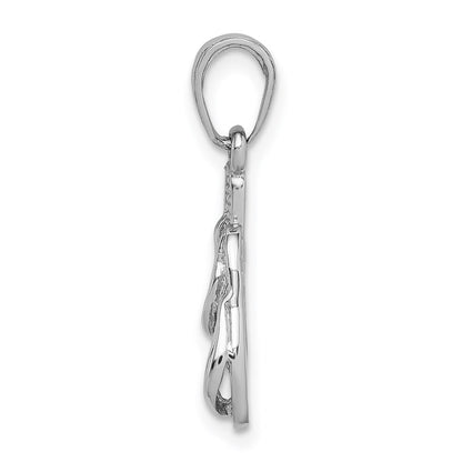 14k White Gold 3D Flip Flops Pendant for Women