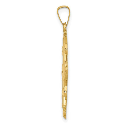 14k Yellow Gold Polished Jerusalem Cross Pendant
