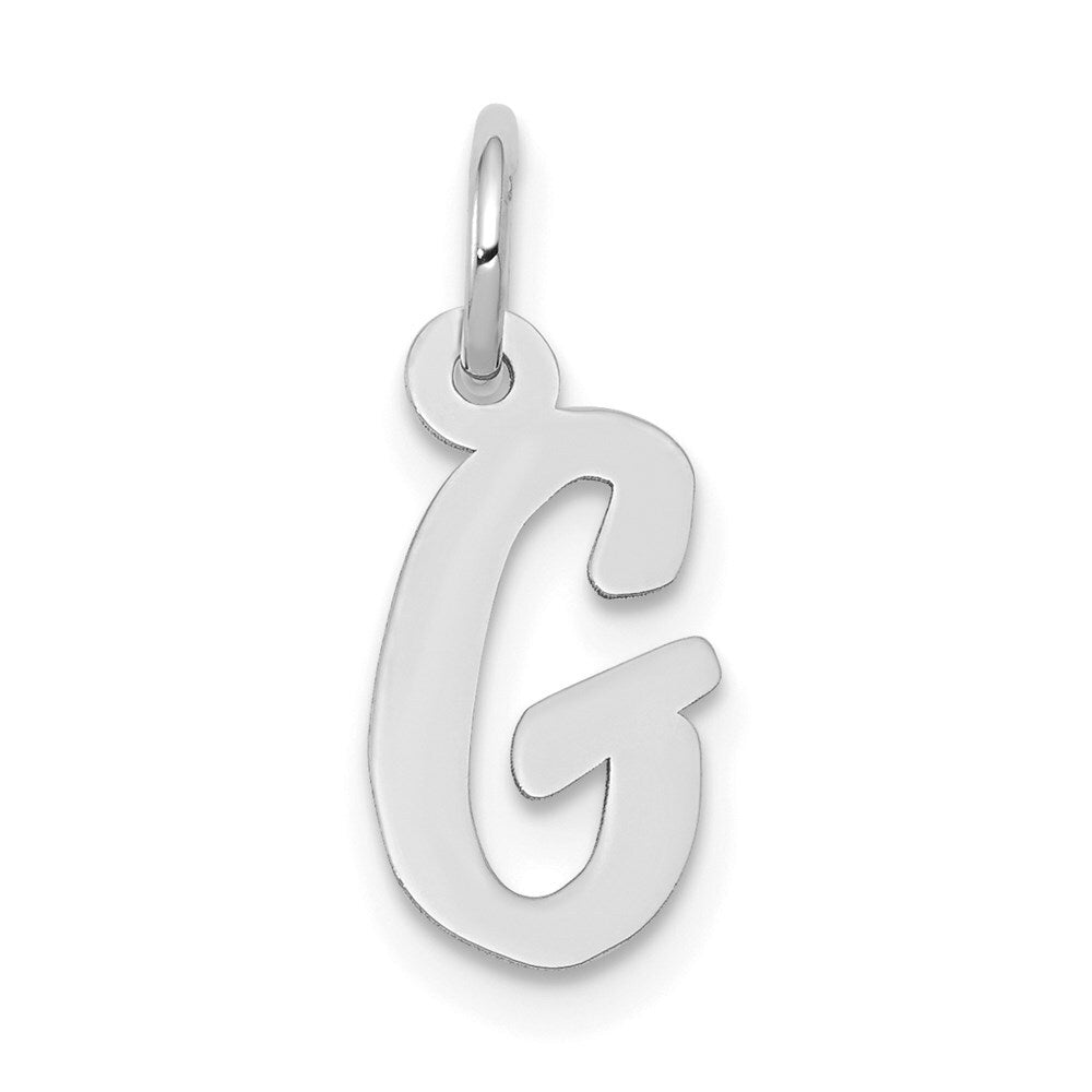 14k White Gold Small Script Letter G Initial Charm Pendant for Women
