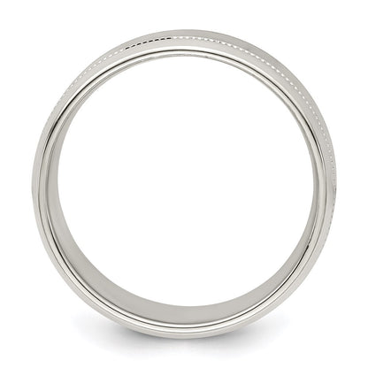 Sterling Silver 6mm  Flat Milgrain Beveled Edge Fancy Band Ring Size 13.5