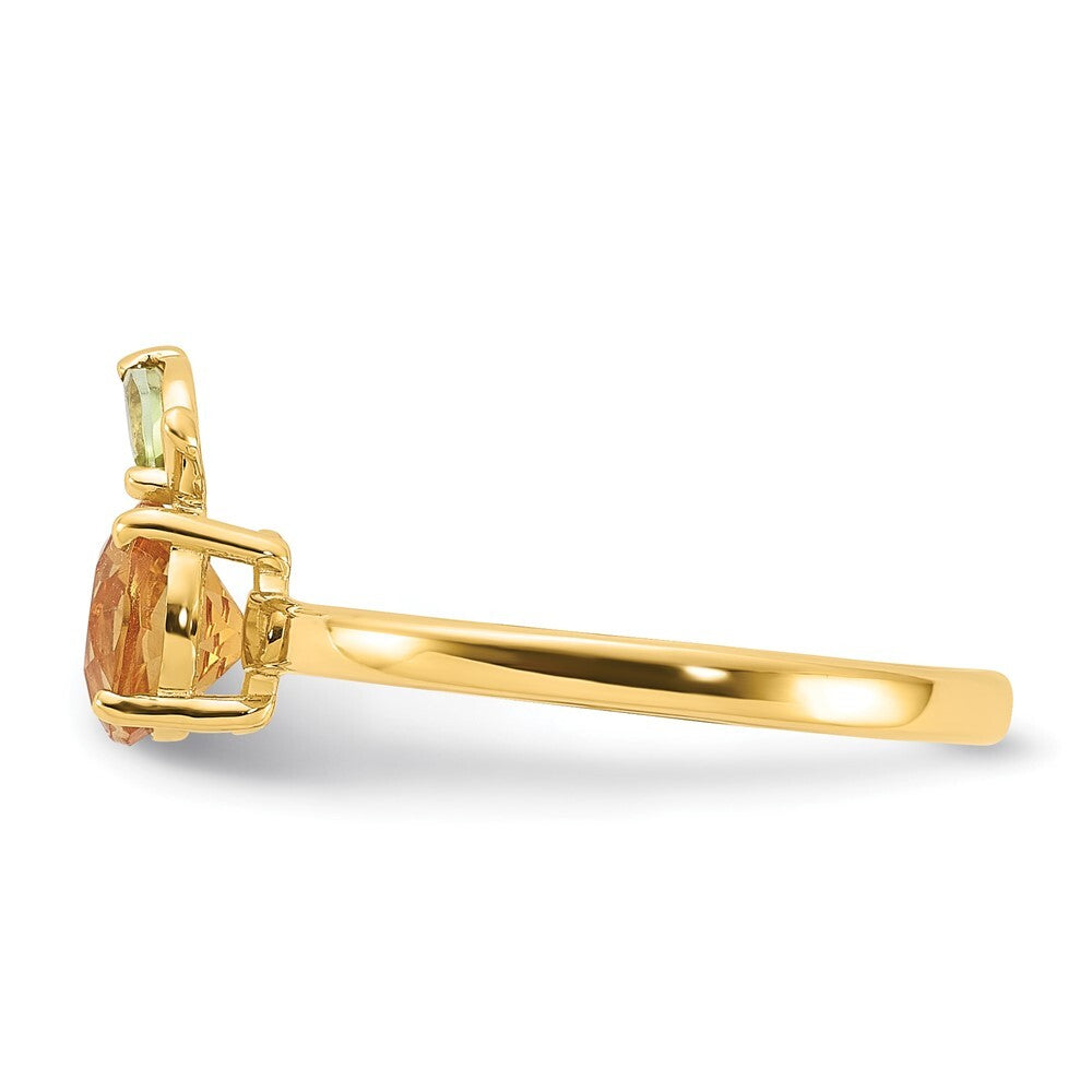 14K Yellow Gold Gold Citrine and Peridot Orange Ring