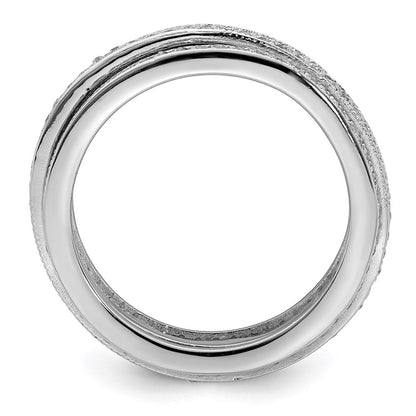 Sterling Silver Polished Rhodium-plated CZ Pav� Eternity Motion Ring