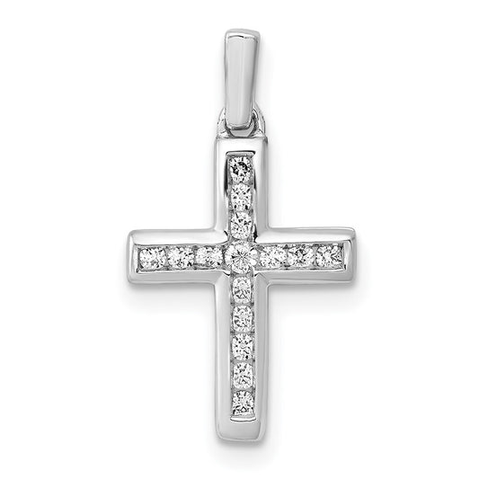 14k White Gold 1/6ct. Diamond Latin Cross Pendant for Women