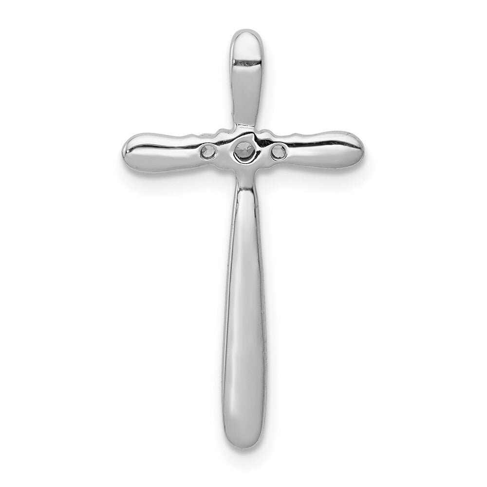 14k White Gold 1/10ct. Diamond Cross Chain Slide Pendant for Women