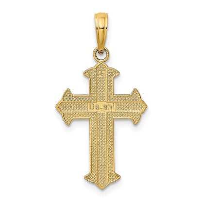 14k Yellow Gold w Rhodium Diamond-Cut Cross Charm