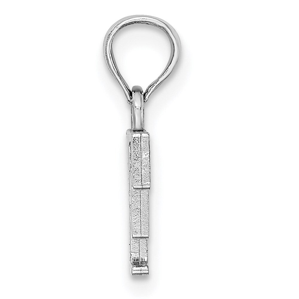 14k White Gold Polished Block Letter F Initial Pendant for Women