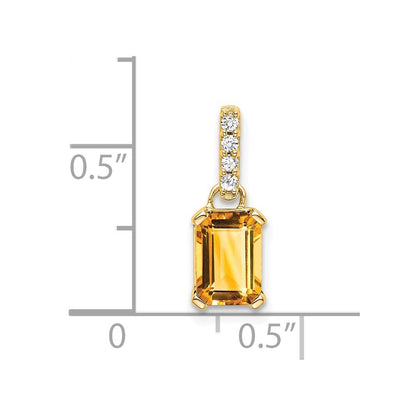 14k Yellow Gold Citrine and Diamond Pendant