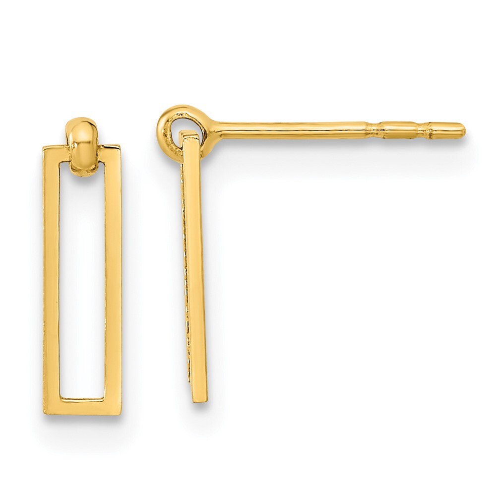 14k Yellow Gold Polished Open Rectangle Dangle Earrings Gift for Women