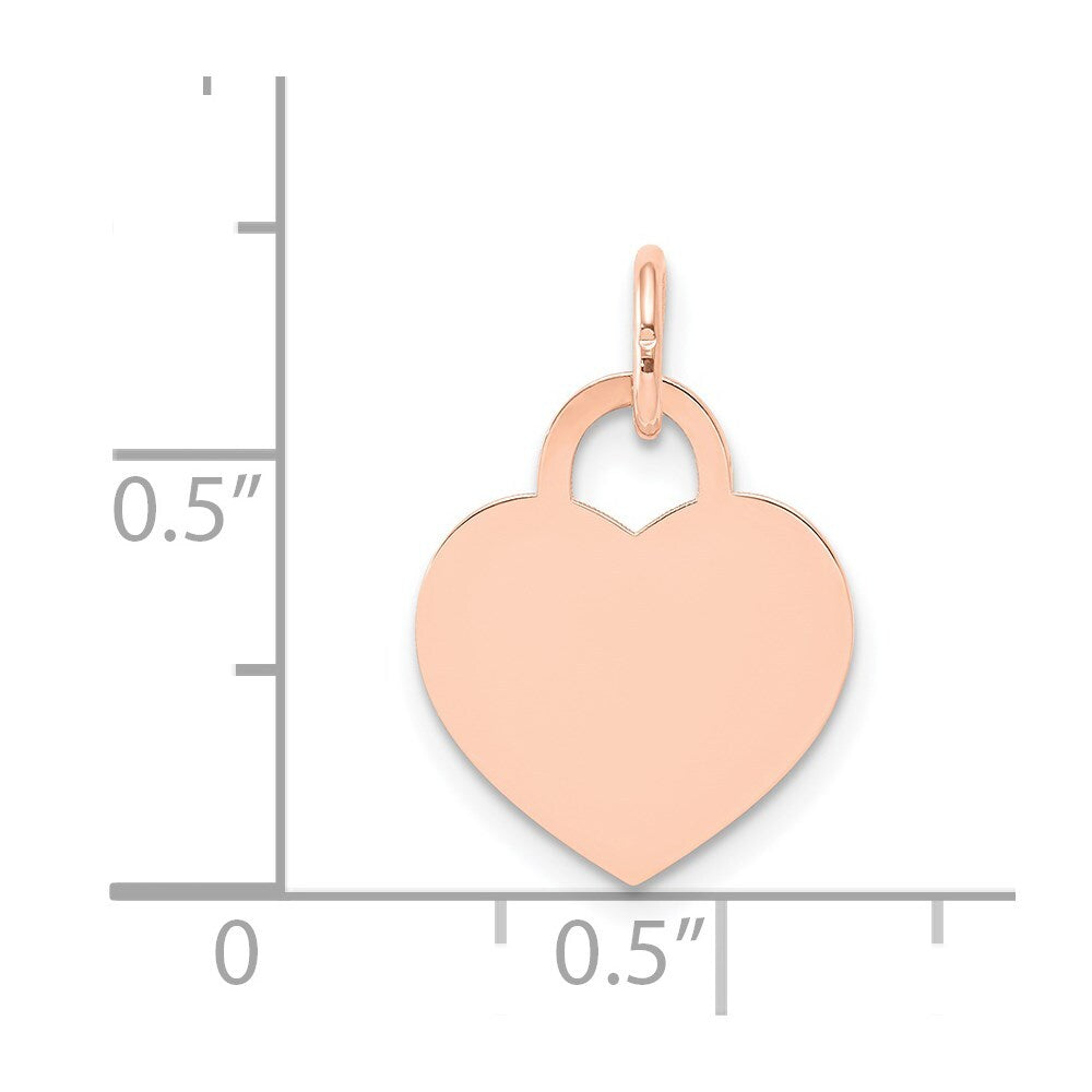 14k Rose Gold Medium Engraveable Heart Charm Pendant for Women