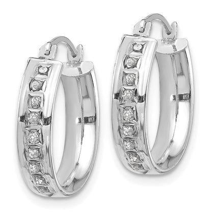 14k White Gold Diamond Fascination Round Hoop Earrings Gift for Women