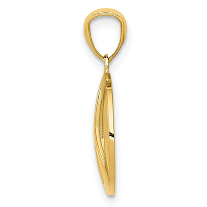 14k Yellow Gold Polished Peace Sign Circle Pendant for Women