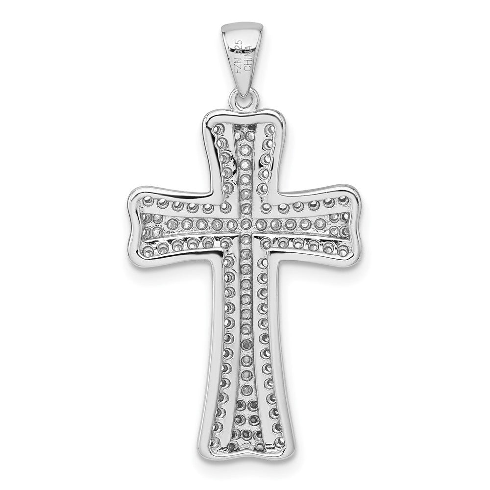 Sterling Silver Rhodium-plated Polished Cubic Zirconia Cross Pendant